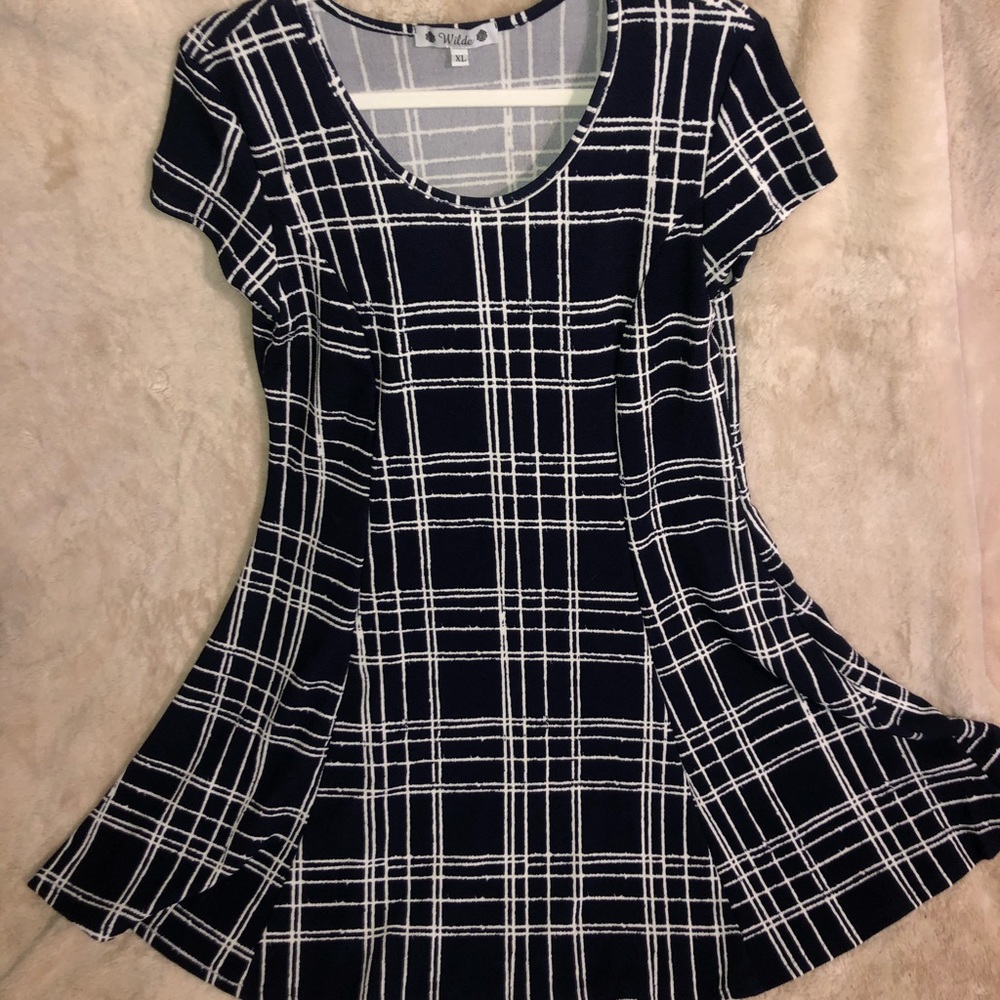 COPY - Navy dress with white stripes